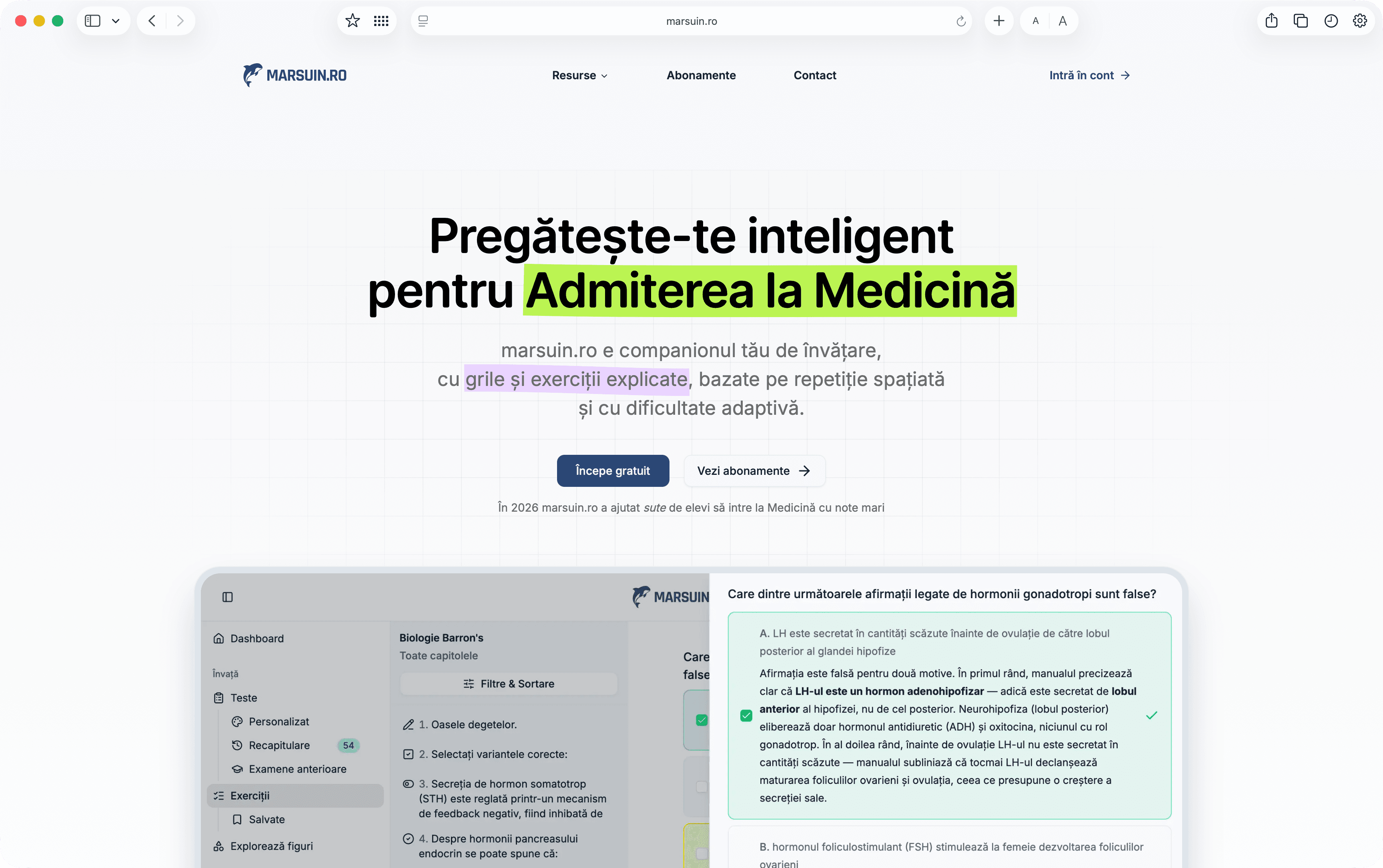 Captură de ecran a paginii principale marsuin.ro