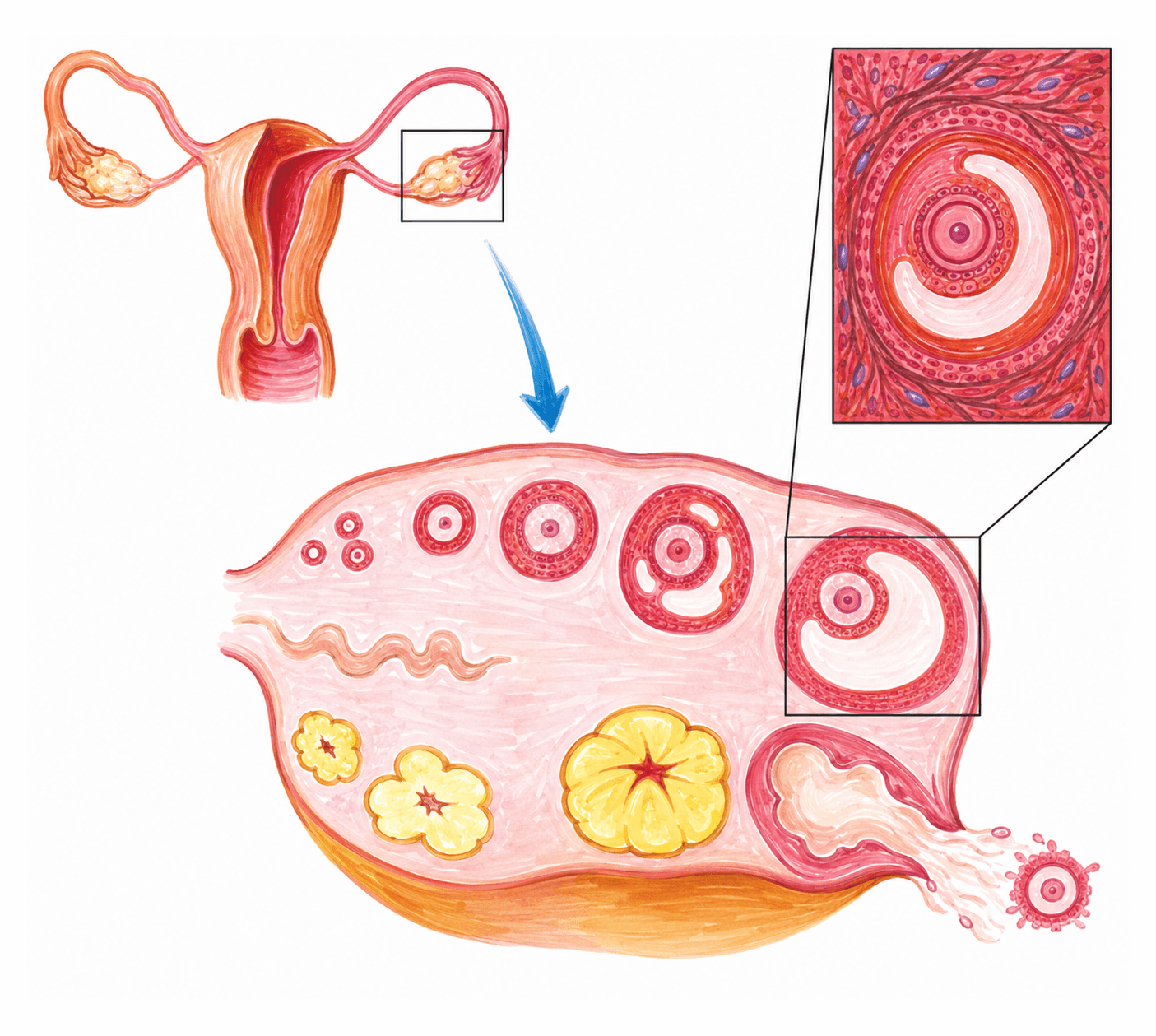 Anatomia ovarului: evoluția foliculilor și ovulația
