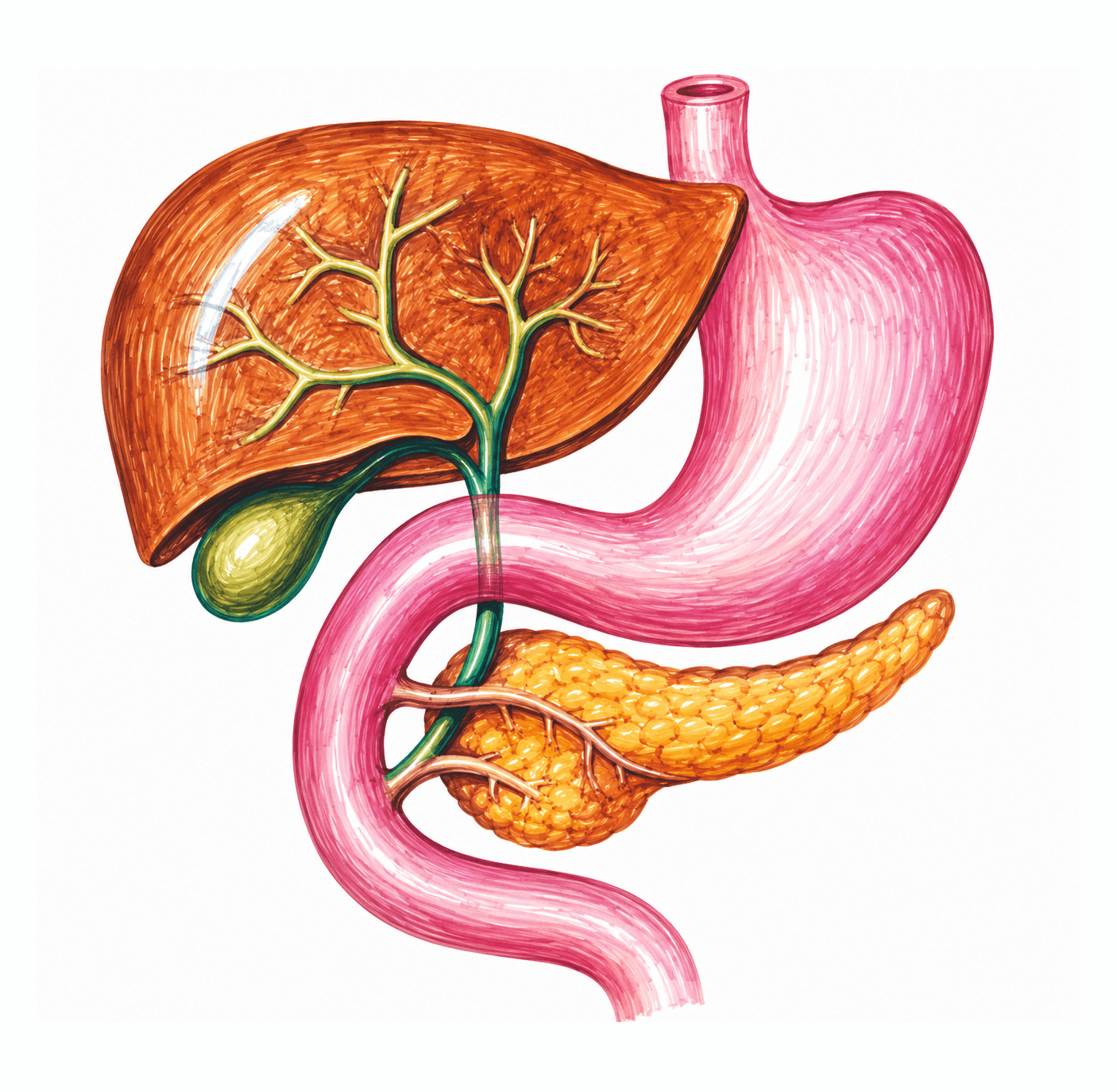 Ficatul și pancreasul: glandele anexe și căile lor